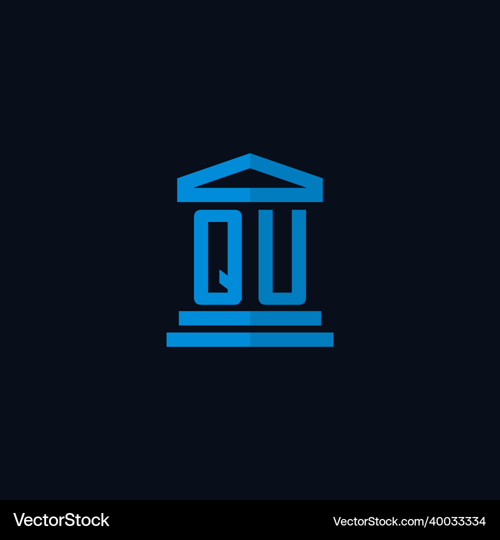 Qu initial logo monogram with simple courthouse Qu initial logo monogram with simple courthouse Vector Image
