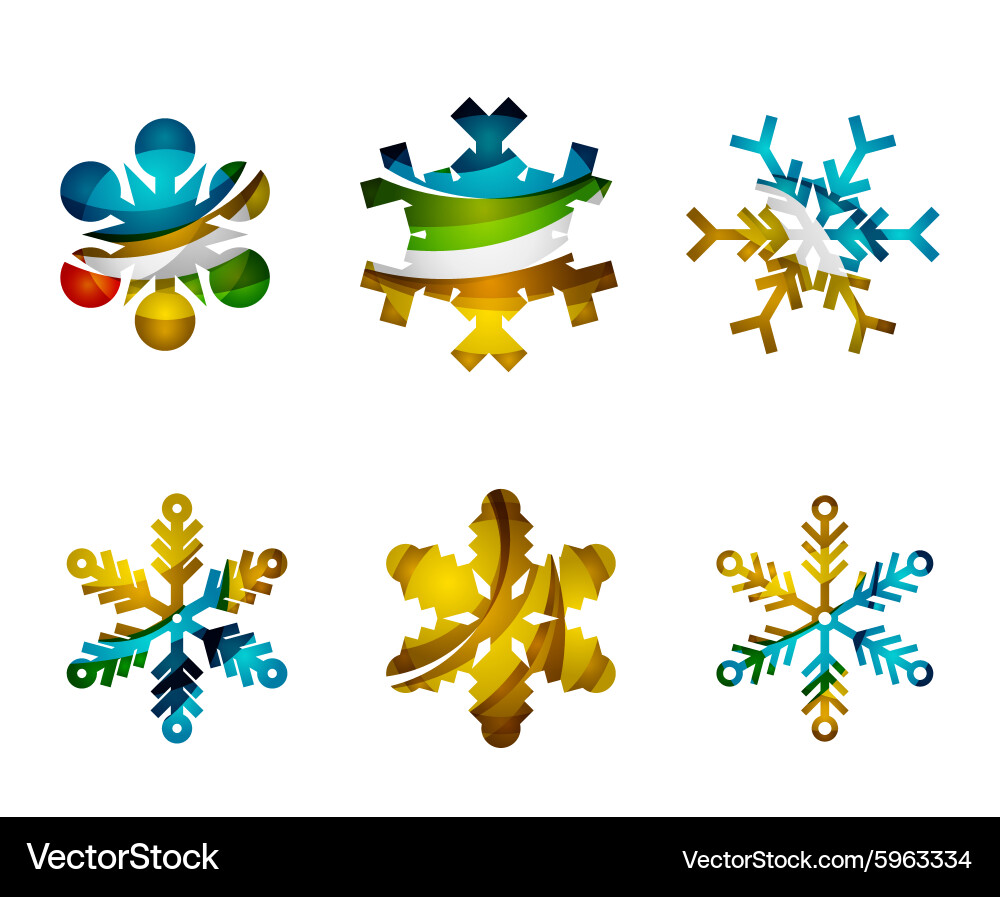 Set of abstract colorful snowflake logo icons Vector Image
