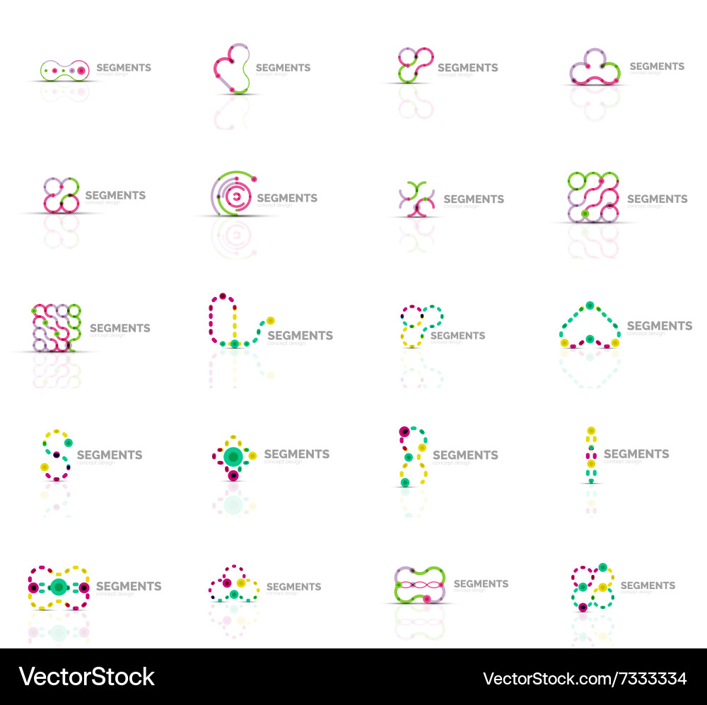 Set of linear abstract logos swirl circle vector image