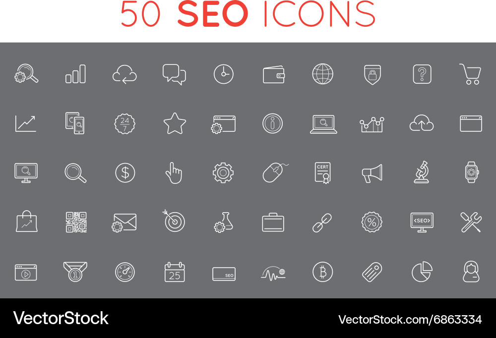Set of seo search engine optimisation elements vector image