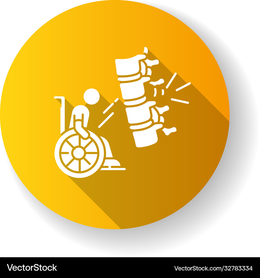 Spin Verletzung gelb flaches Design lange Schatten Glyph Spin Verletzung gelb flaches Design lange Schatten Glyph vektorbild