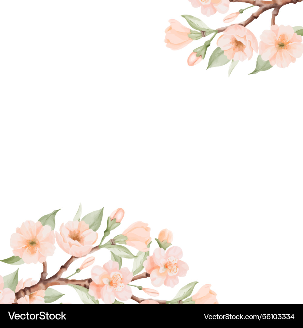Spring square corner frame with blossoming branch Spring square corner frame with blossoming branch vector image