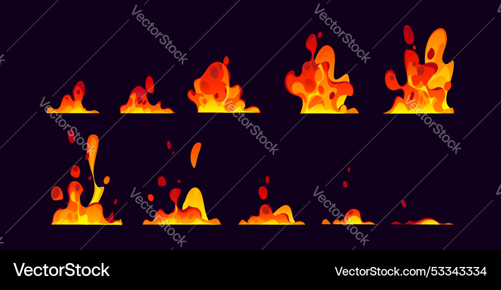 Volcano lava or magma animation game sprite effect Volcano lava or magma animation game sprite effect vector image