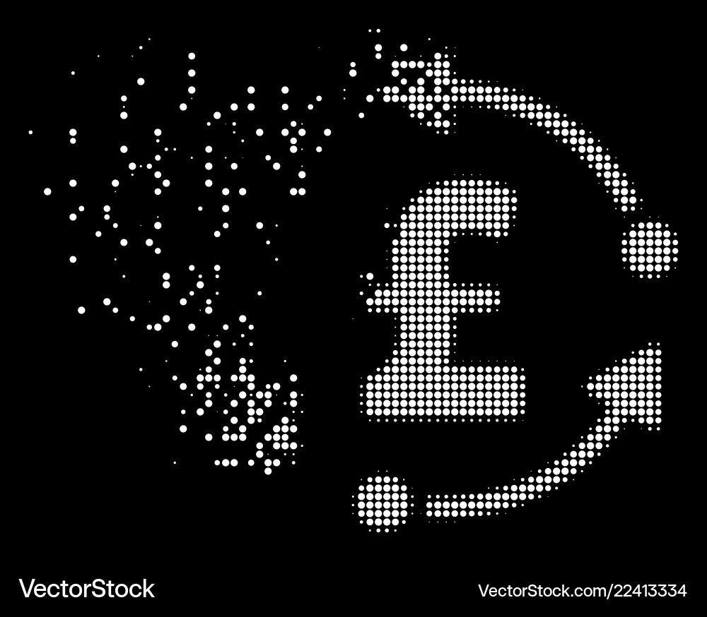 White disintegrating pixel halftone pound rotation White disintegrating pixel halftone pound rotation Vector Image