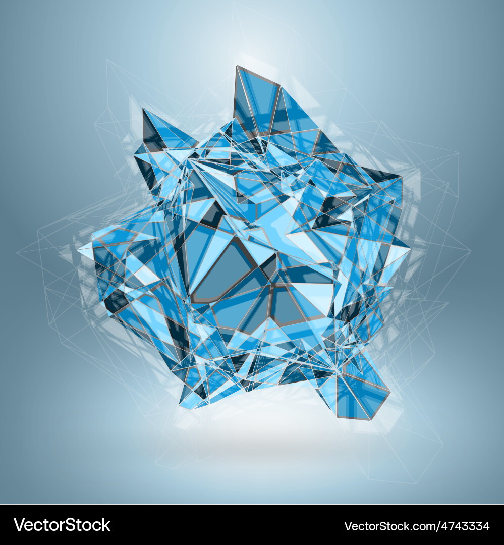 Wireframe polygonal element explosion of red 3d vector image