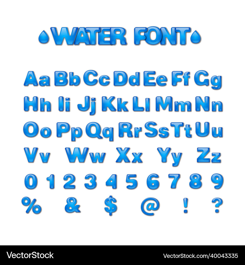 Blue waterdrops english alphabet Vector Image