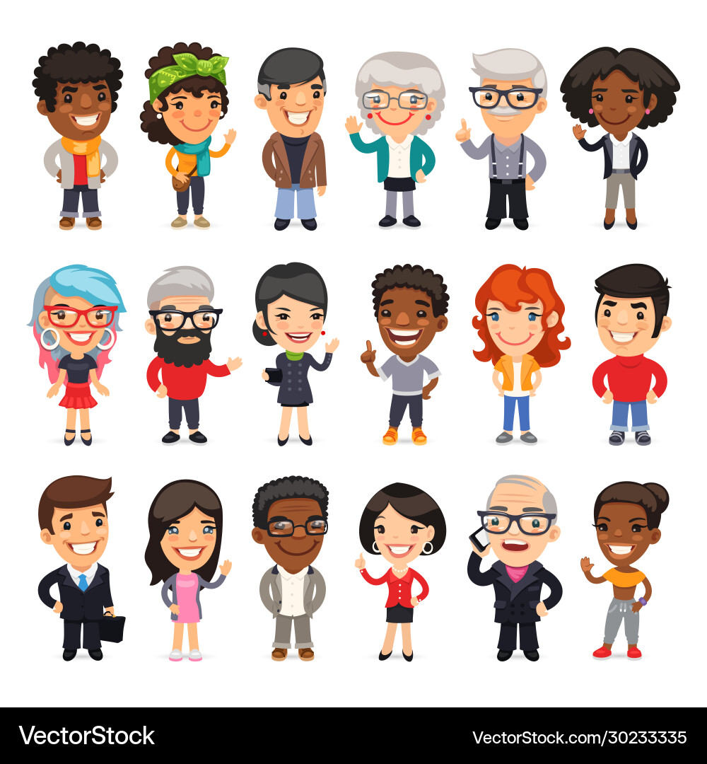 Cartoon people collection vector image