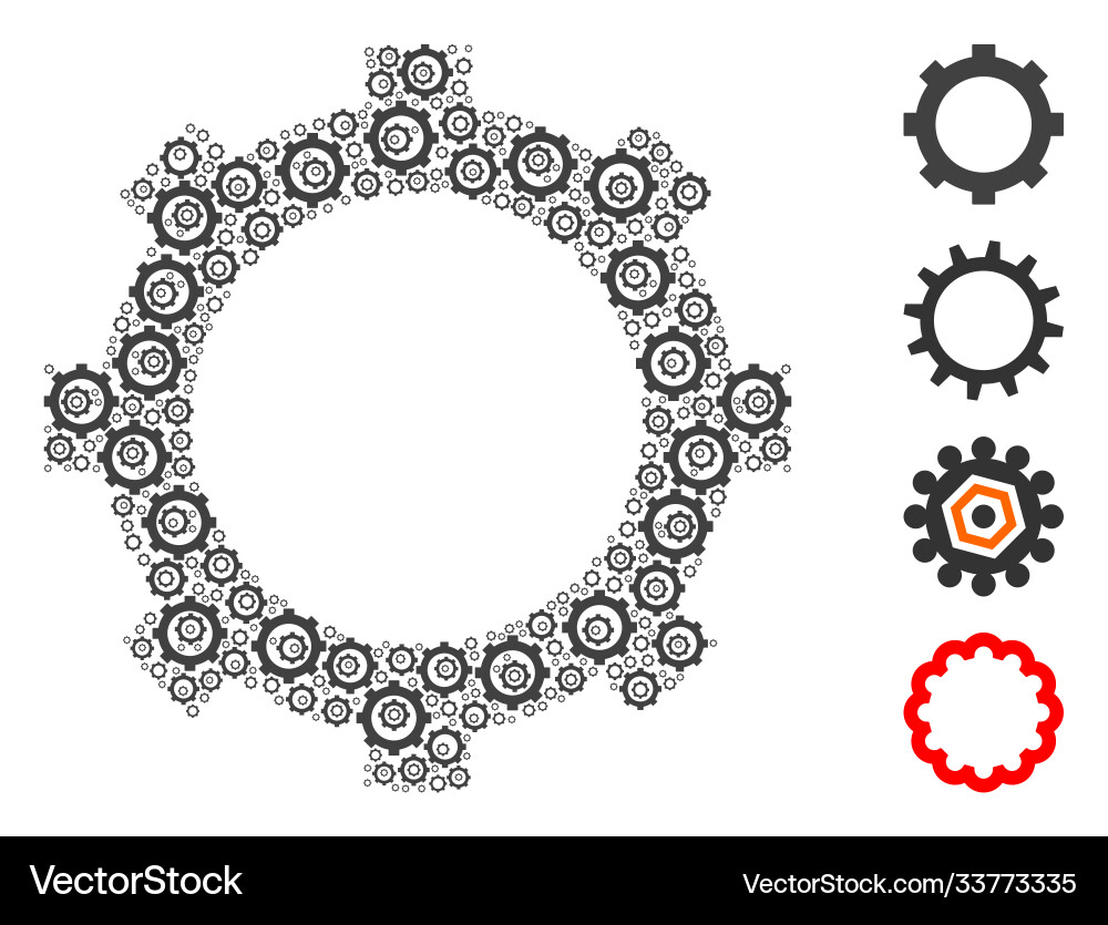 Cog fractal mosaic self items Cog fractal mosaic self items vector image