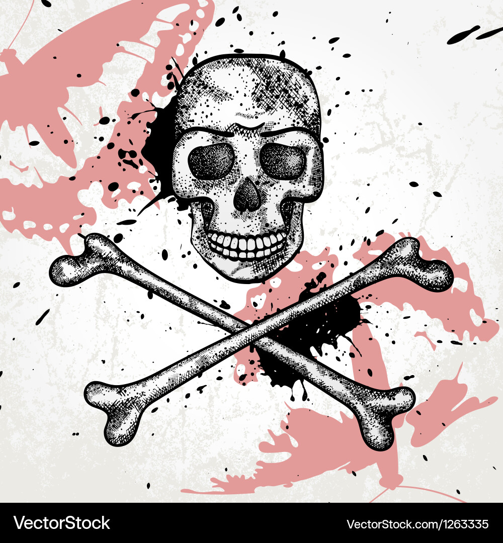 Design element with skull and butterfly vector image