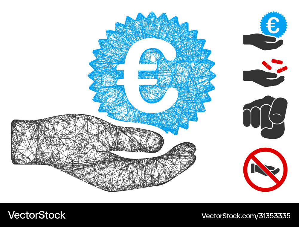 Euro coin offer hand web mesh Euro coin offer hand web mesh vector image
