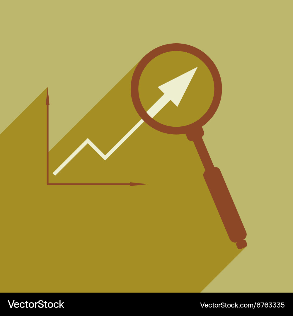 Flat with shadow icon economic graph and zoom vector image