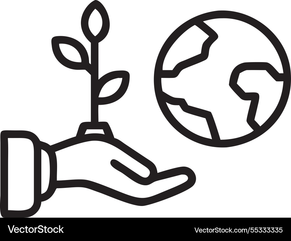 Globe and tree in robot hand with environment Globe and tree in robot hand with environment vector image