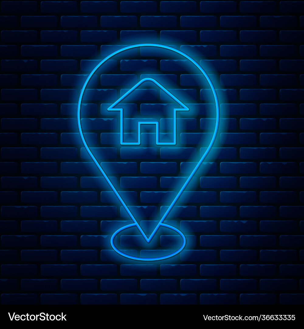 Glowing neon line map pointer with house icon Glowing neon line map pointer with house icon vector image