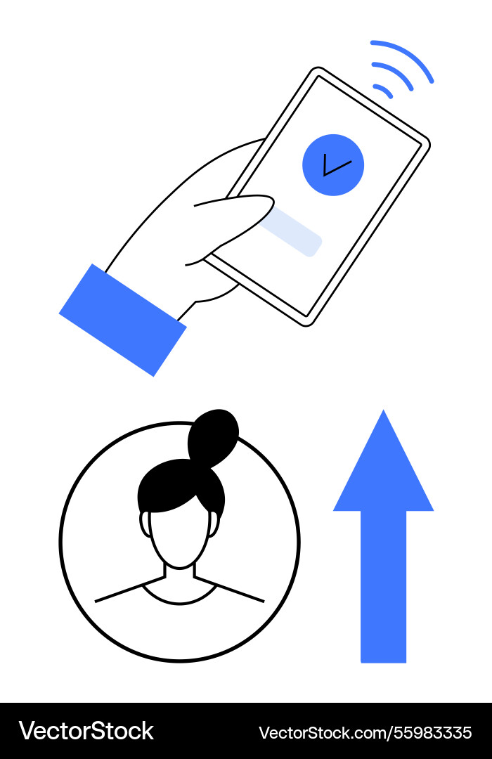Hand using smartphone with approval checkmark Hand using smartphone with approval checkmark vector image
