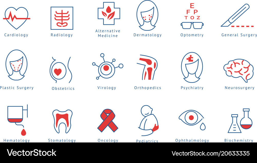 Hospital departments icons set Hospital departments icons set vector image