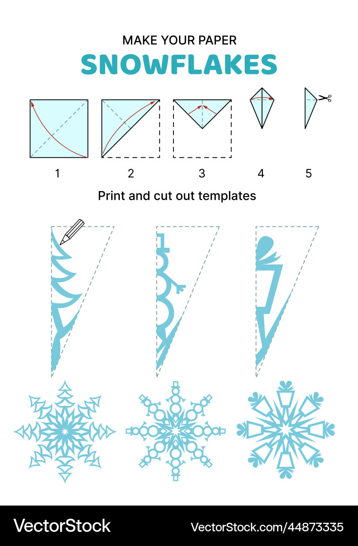 How to make paper snowflake fir tree snowman Vector Image