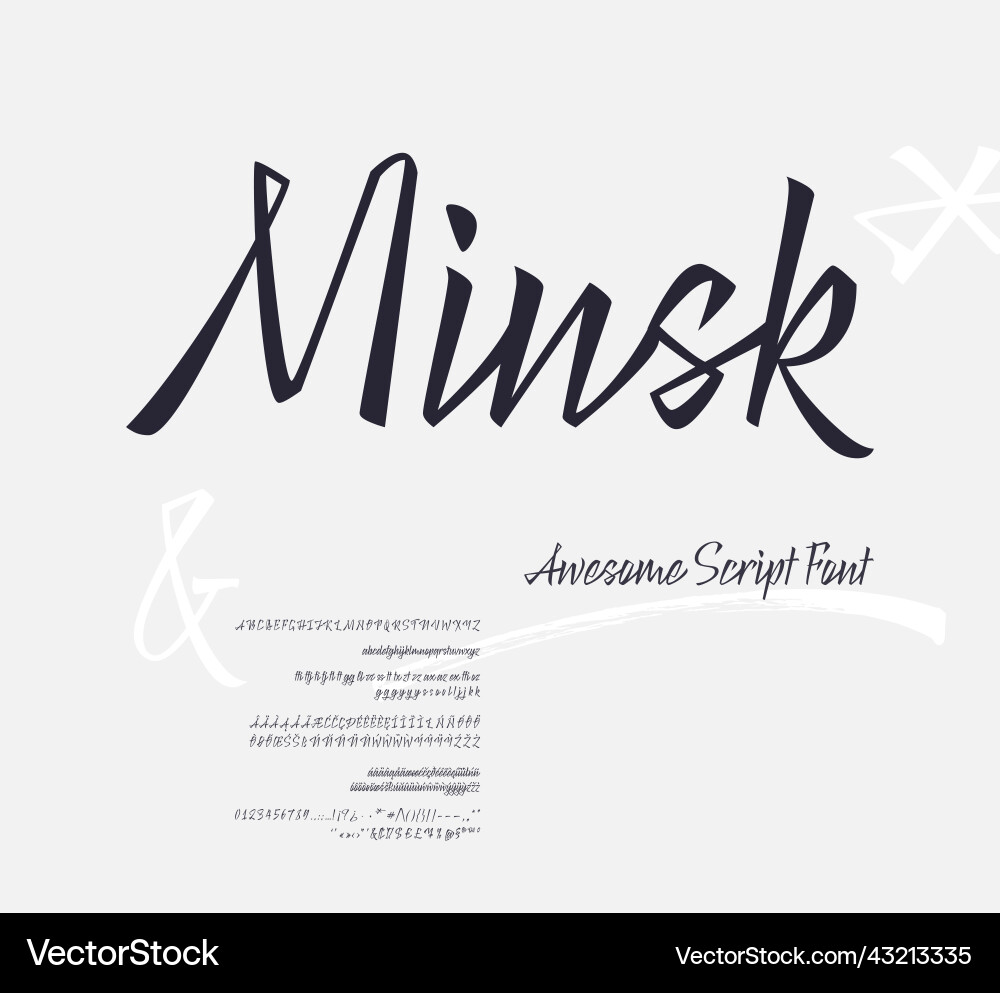 Minsk script font set of letters Minsk script font set of letters Vector Image