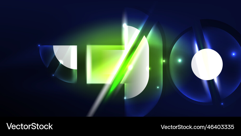Neon round shapes lines and triangle elements hi Vector Image
