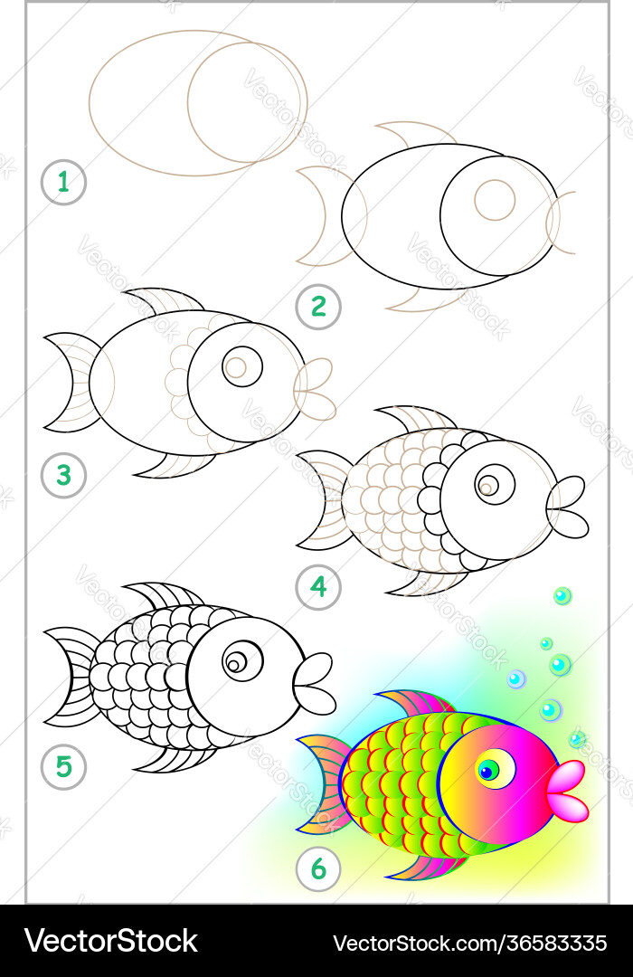 Page shows how to learn step draw Page shows how to learn step draw vector image