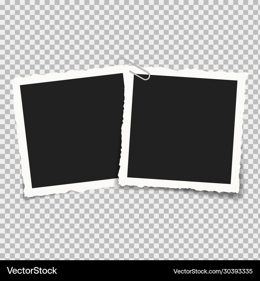 Realistic square frames with curly edges isolated vector image