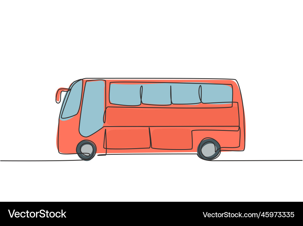 Single one line drawing of bus seen from the side Single one line drawing of bus seen from the side vector image
