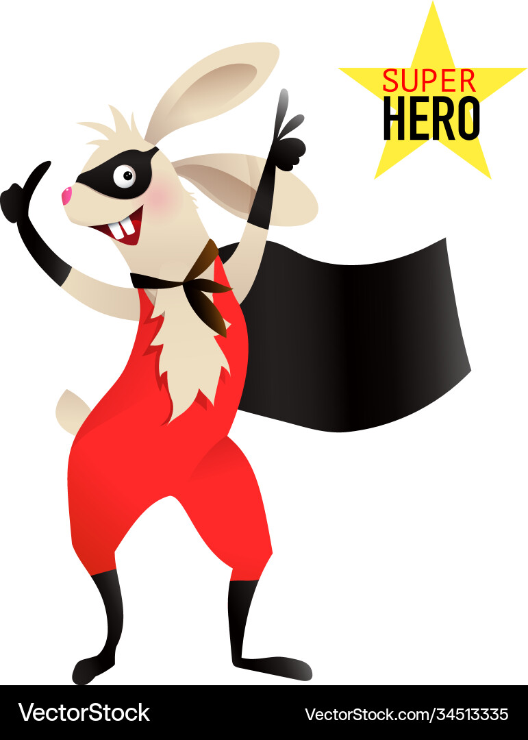 Superhero Baby Kaninchen - Süßer Cartoon Hero Vektorbild
