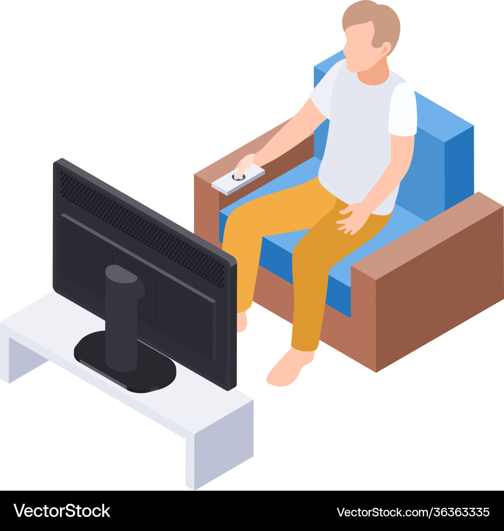 Watching home tv composition vector image