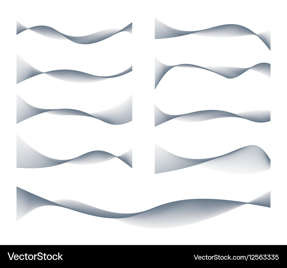 Waved lines design elements set Vector Image