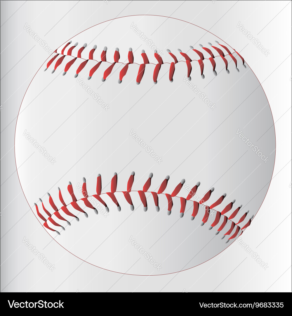 White Baseball with Red Stitching vector image