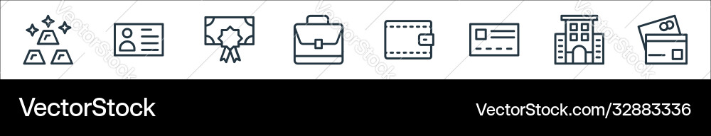 Banking and finance line icons linear set quality Banking and finance line icons linear set quality vector image