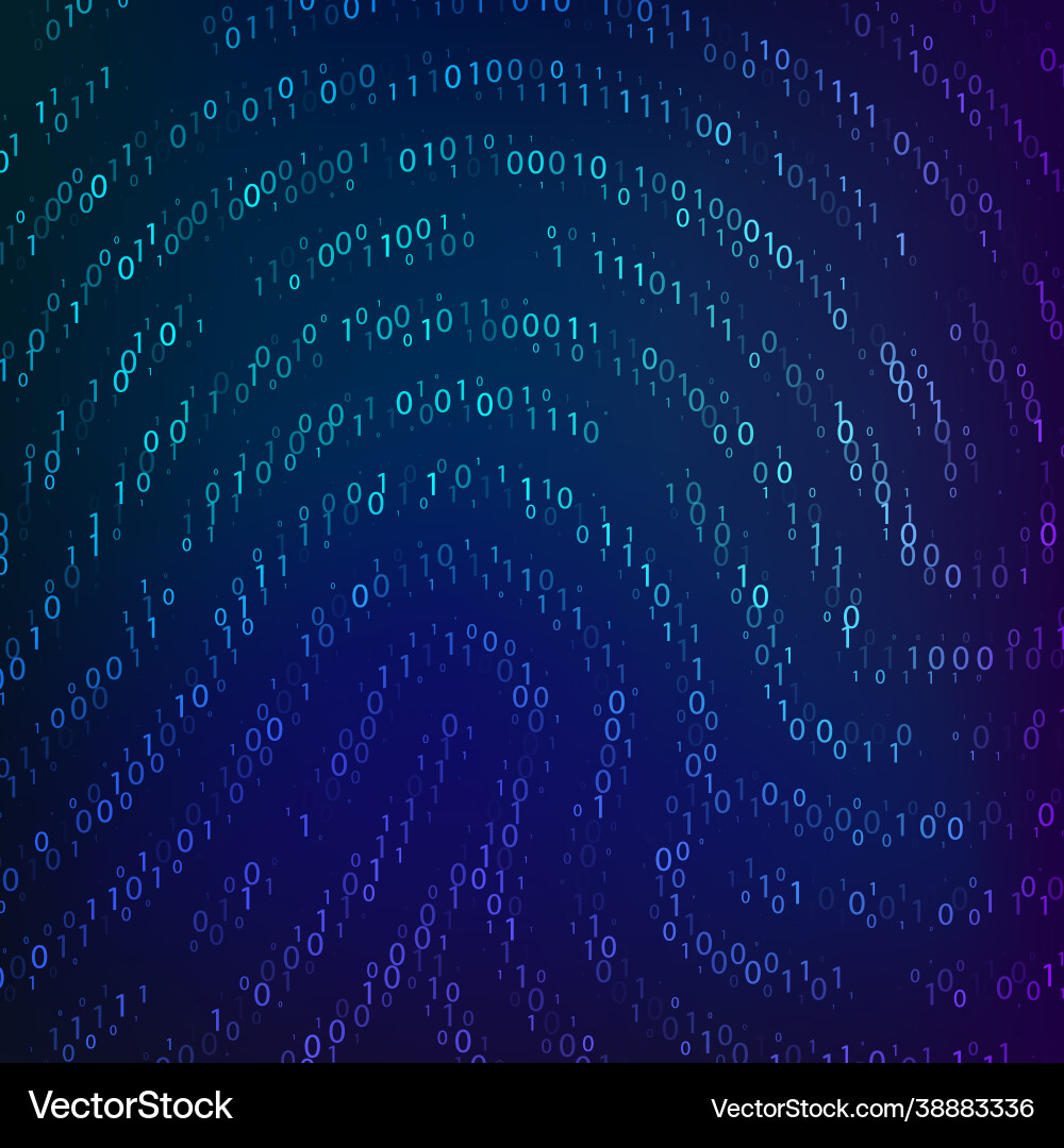 Binary code fingerprint shape biometric data Binary code fingerprint shape biometric data vector image