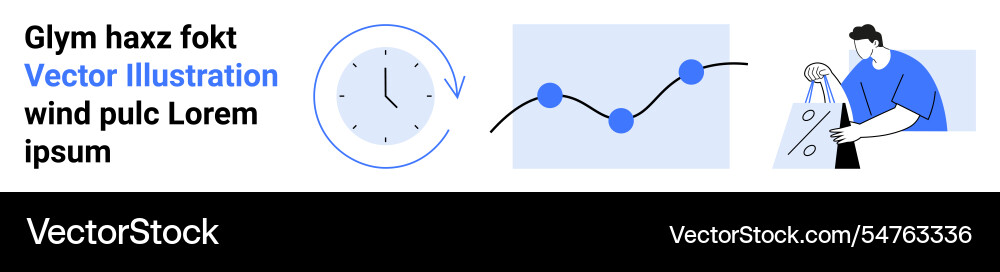 Businessman analyzing data and schematic clock Vector Image