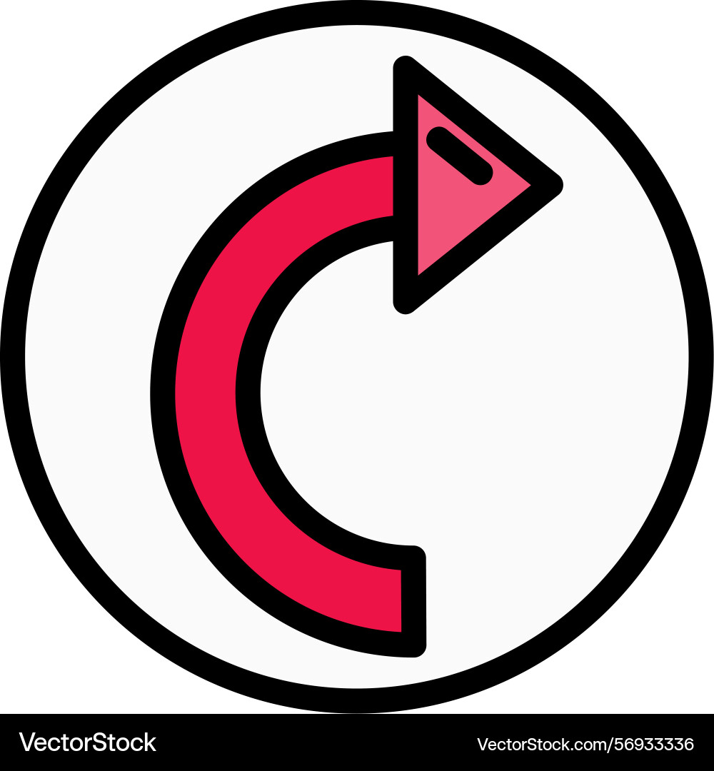 Circular arrow right line filled style icon design Vector Image
