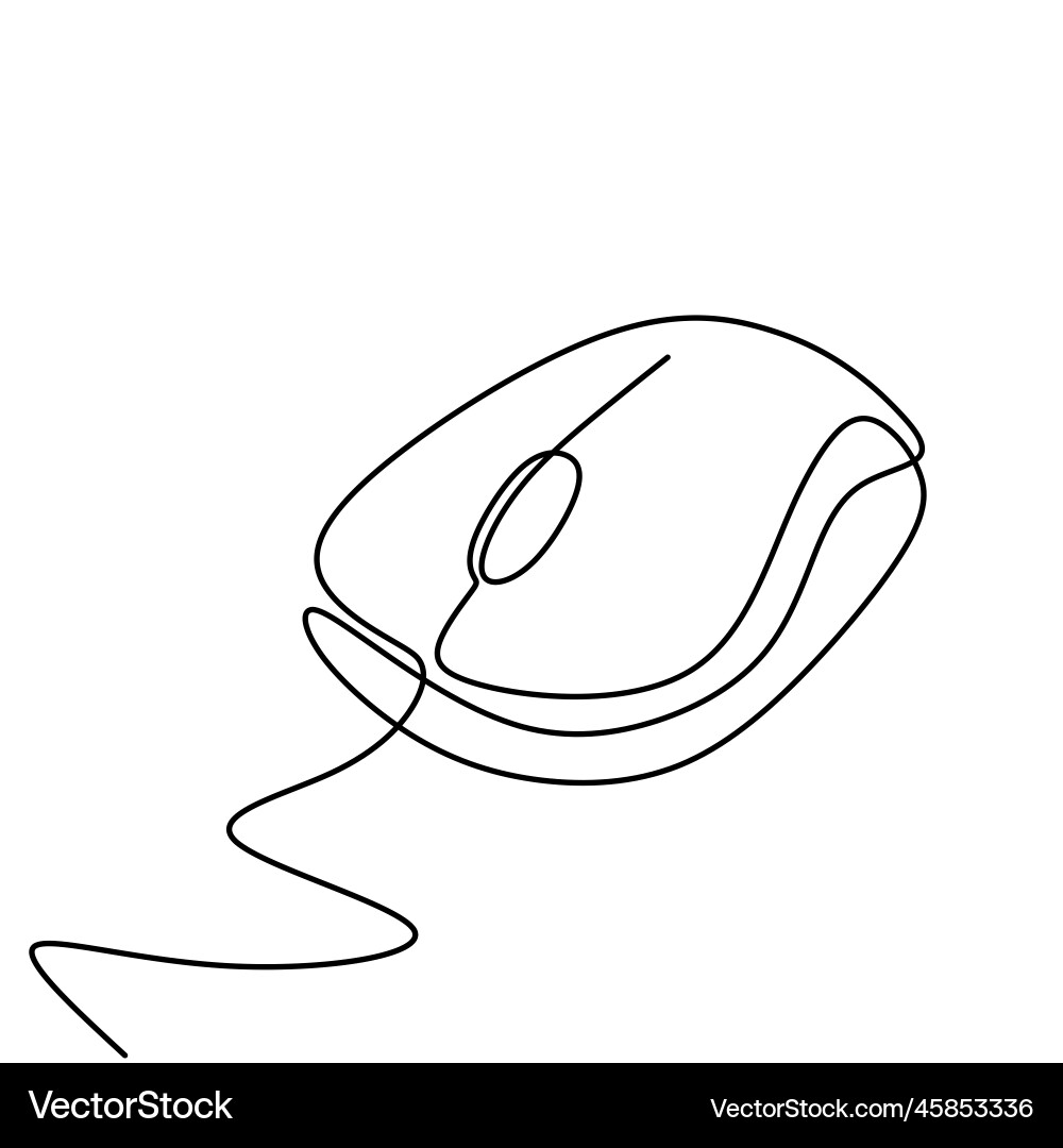 Computer mouse one continuous line drawing cursor Computer mouse one continuous line drawing cursor vector image