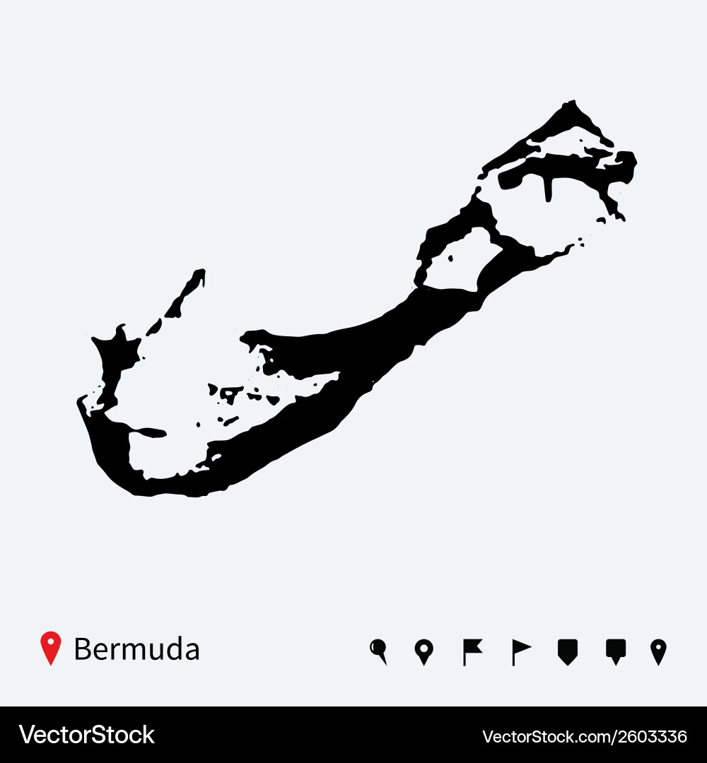 Detailed Bermuda Map with Navigation Pins vector image