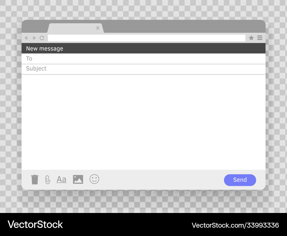 Email message blank window e-mail empty frame Email message blank window e-mail empty frame vector image