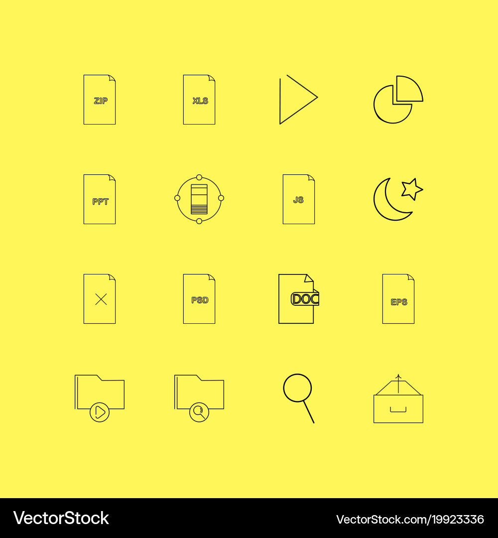Files and folders linear icon set simple outline vector image