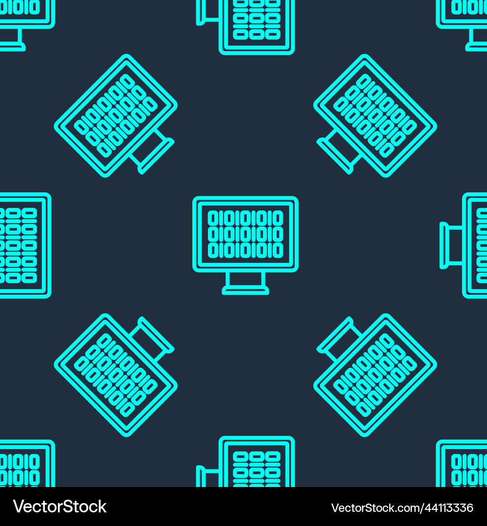 Green line binary code icon isolated seamless Green line binary code icon isolated seamless vector image