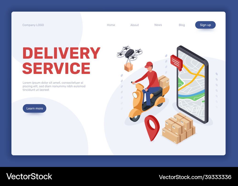 Isometric Delivery Service - Logistics & Shipping Vector Image