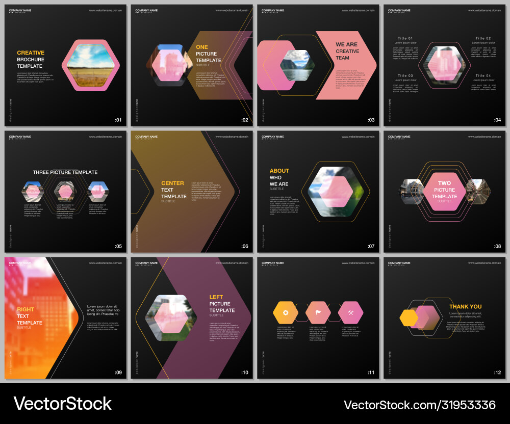 Minimal brochure templates with colorful hexagonal Minimal brochure templates with colorful hexagonal Vector Image