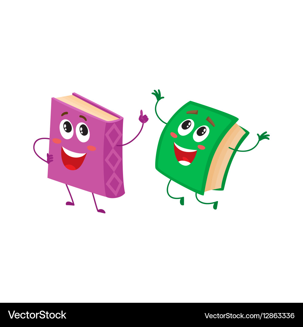 Running Book Characters with Ribbon Vector Image