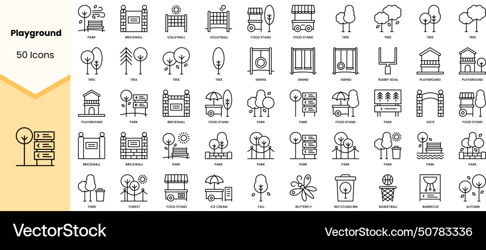 Set of playground icons simple line art style Set of playground icons simple line art style vector image