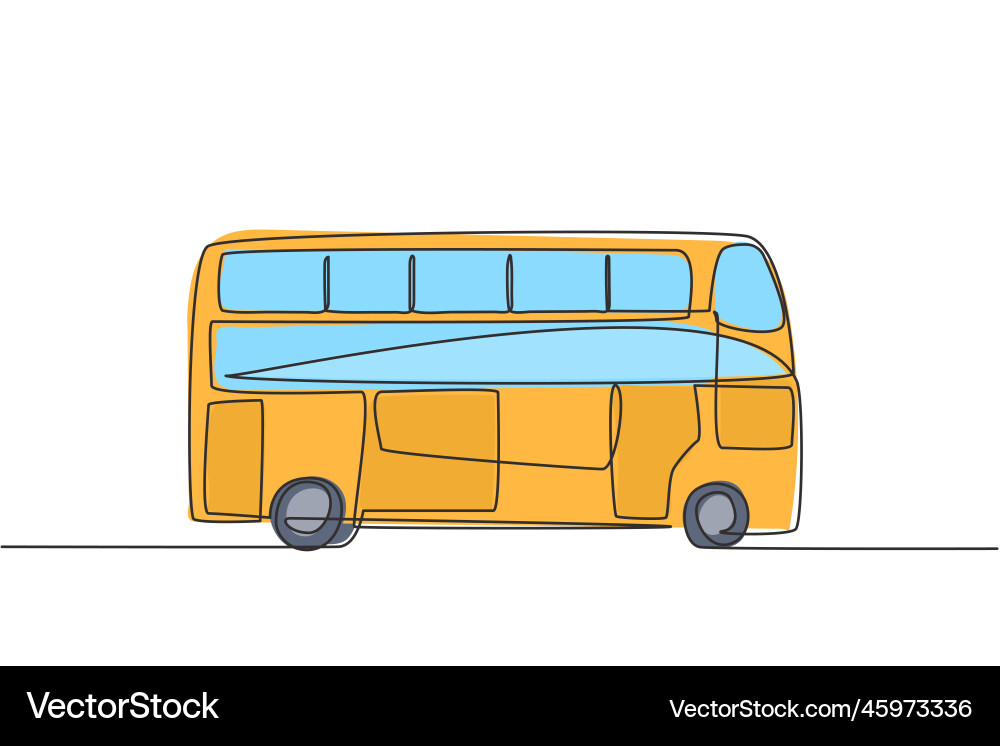 Single continuous line drawing double decker Single continuous line drawing double decker vector image