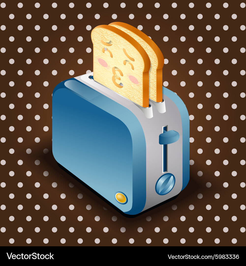 Toaster and sliced bread with face expression Vector Image