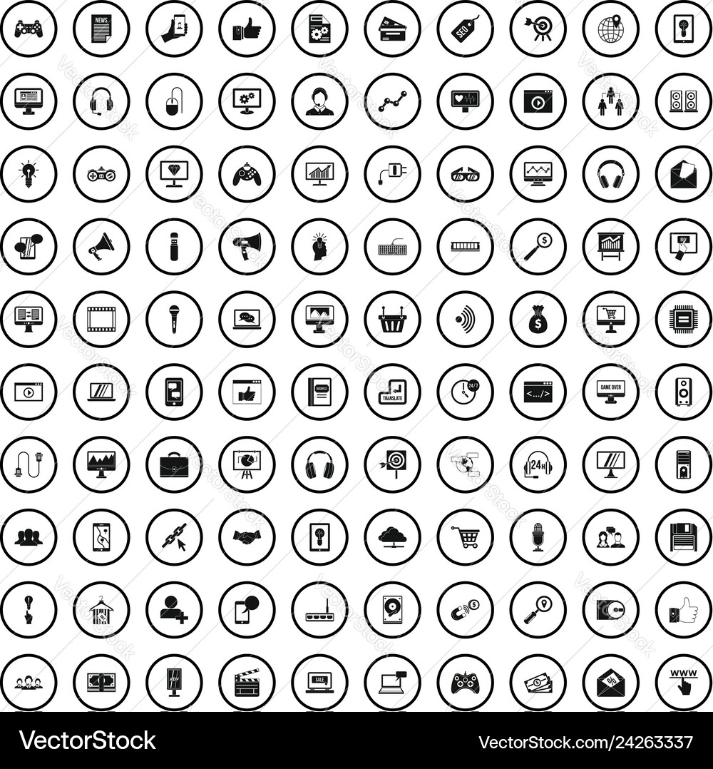 100 web and mobile icons set simple style 100 web and mobile icons set simple style vector image