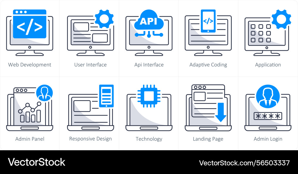 A set of 10 web design icons as development Vector Image
