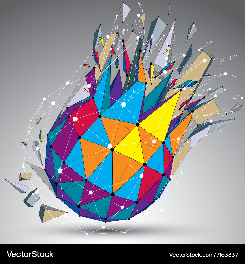 Abstract colorful 3d faceted figure with connected Vector Image