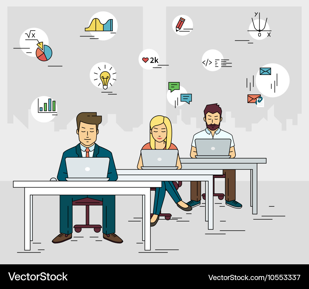 Busy students learning in a university class Vector Image