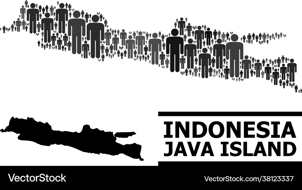 Demographics mosaic map java island Demographics mosaic map java island vector image