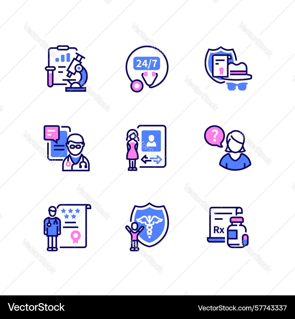 Digital health - line design style icons set Digital health - line design style icons set Vector Image
